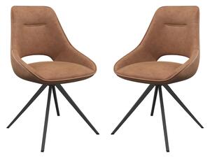 Cerritos Tan Faux Leather Dining Chairs In Pair