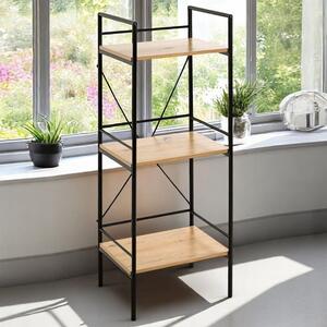 Stockton Wooden Shelving Unit With 3 Shelves In Oak Black