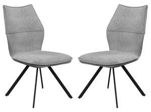 Comstock Grey Fabric Dining Chairs In Pair