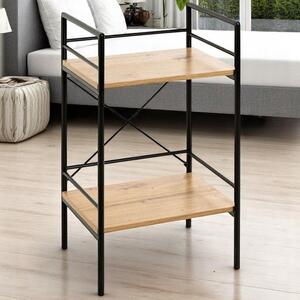 Stockton Wooden End Table With 2 Shelves In Oak Black