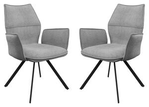 Comstock Grey Fabric Dining Armchairs In Pair