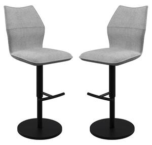 Comstock Grey Fabric Bar Chairs In Pair