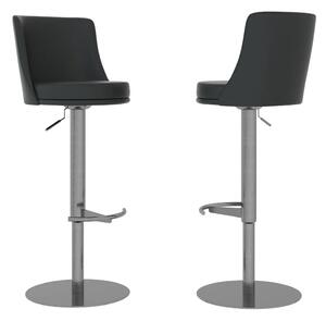 Brunswick Black Faux Leather Bar Chairs In Pair