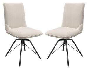 Fargo Ivory Fabric Dining Chairs In Pair