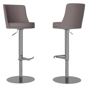 Brunswick Taupe Faux Leather Bar Chairs In Pair