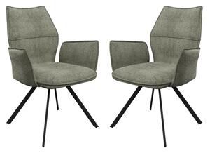 Comstock Green Fabric Dining Armchairs In Pair