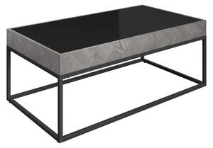 Edison Black Glass Coffee Table With Grey Metal Frame