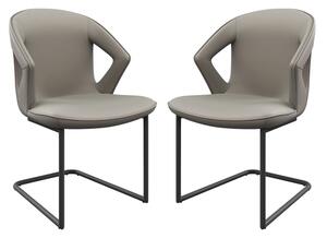 Kenosha Taupe Faux Leather Dining Chairs In Pair
