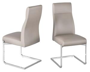 Dania Taupe Faux Leather Dining Chairs With Chrome Legs In Pair