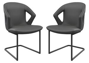 Kenosha Grey Faux Leather Dining Chairs In Pair