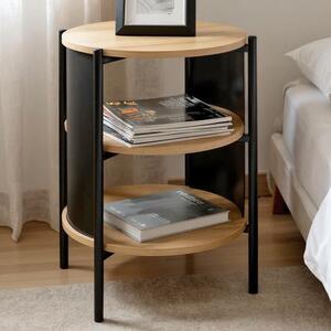Magnolia Wooden End Table With 2 Shelves In Oak Black