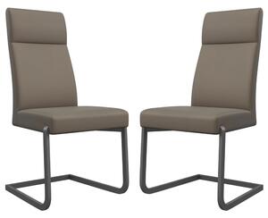 Dania Taupe Faux Leather Dining Chairs With Grey Legs In Pair