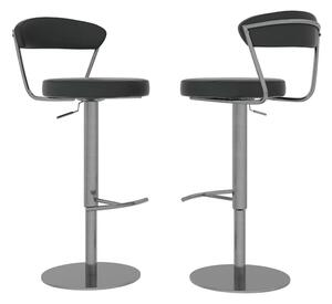 Gilroy Black Faux Leather Bar Chairs With Steel Base In Pair