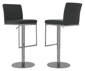Enzi Black Faux Leather Bar Chairs With Steel Base In Pair