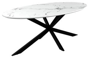 Loreto Wooden Oval Coffee Table In White Marble Effect