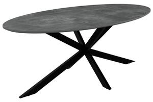 Loreto Wooden Oval Coffee Table In Grey Marble Effect