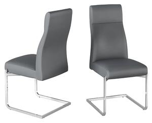 Dania Grey Faux Leather Dining Chairs With Chrome Legs In Pair
