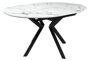 Loreto Wooden Round Extending Dining Table In White Marble Effect