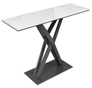 Kenosha Ceramic Glass Console Table In White Gloss