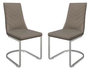 Miami Taupe Faux Leather Dining Chairs In Pair