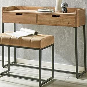 Ozark Large Wooden Console Table With 2 Drawers In Black Oak