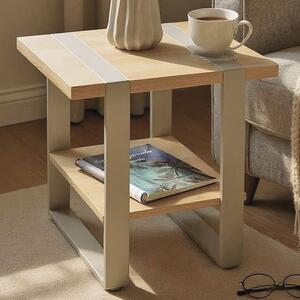 Senatobia Wooden Square End Table With Grey Frame In Oak