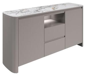 Malone Grey Gloss Sideboard With White Ceramic Top And LED Lights