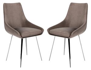 Levant Mink Velvet Dining Chairs In Pair