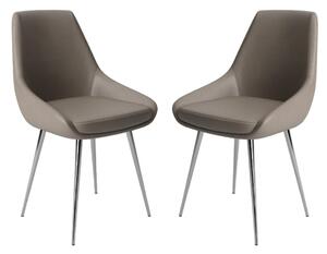 Levant Taupe Faux Leather Dining Chairs In Pair
