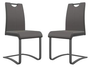 Gable Grey Faux Leather Dining Chairs With Grey Legs In Pair