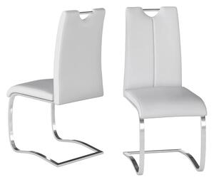 Gable White Faux Leather Dining Chairs With Chrome Legs In Pair