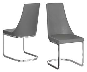 Miami Grey Faux Leather Dining Chairs In Pair