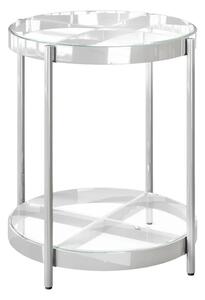 Omaha Clear Glass Side Table With Stainless Steel Frame