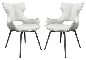 Rafael White Leather Dining Chairs In Pair