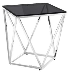 Pittsburgh Smoked Glass Side Table With Stainless Steel Frame