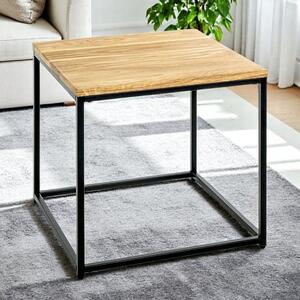 Saskatoon Wooden Square End Table With Black Metal Frame In Oak