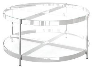 Omaha Clear Glass Coffee Table With Stainless Steel Frame