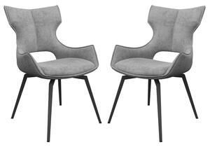 Rafael Grey Fabric Dining Chairs In Pair