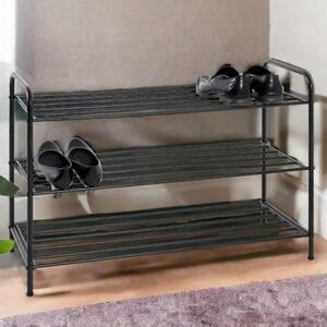 Bemidji Metal Shoe Rack With 3 Shelves In Black