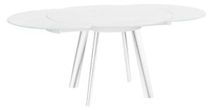 Ontario White Glass Extending Dining Table With Stainless Steel Base