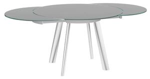Ontario Grey Glass Extending Dining Table With Stainless Steel Base