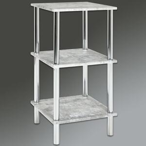 Eloy Wooden Shelving Unit With Chrome Frame In Concrete