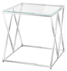 Victoria Clear Glass Side Table With Stainless Steel Frame