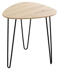 Bartow Small Wooden End Table With Black Metal Legs In Oak