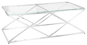Victoria Clear Glass Coffee Table With Stainless Steel Frame