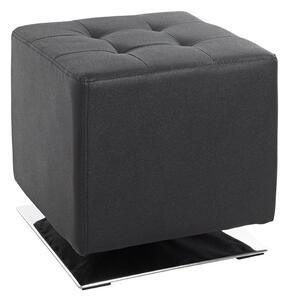 Beckley Leather Stool In Chrome Black