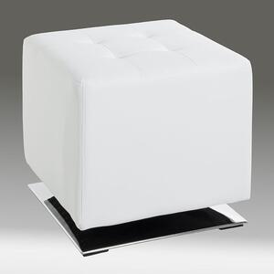 Beckley Leather Stool In Chrome White