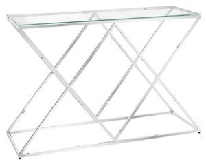 Victoria Clear Glass Console Table With Stainless Steel Frame