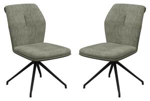 Simsbury Green Fabric Dining Chairs In Pair