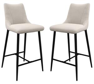 Zaria Ivory Fabric Bar Chairs In Pair